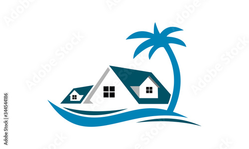 resort hotel beach vector logo