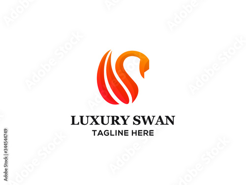 abstract modern swan logo for any related business 