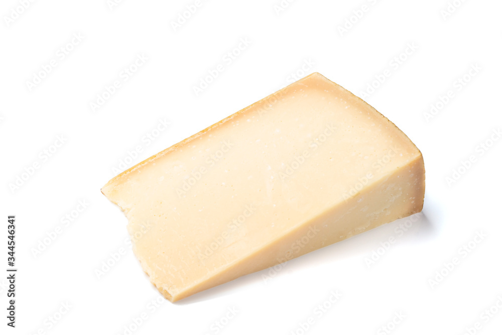 Isolated piece of parmesan cheese on the white background Isolated piece of parmesan cheese on the white background