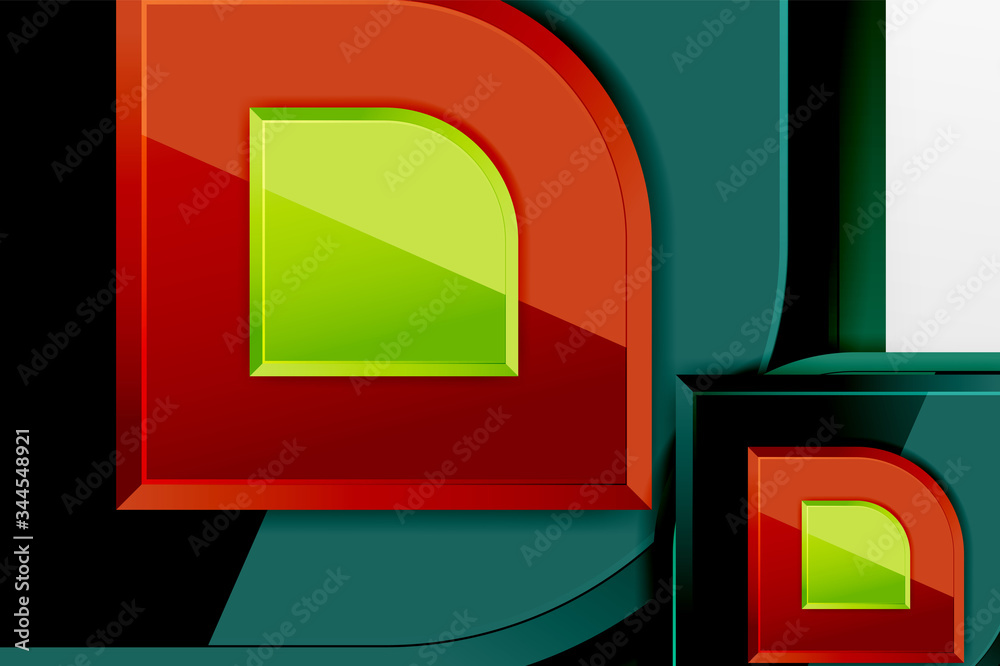 Glossy glass squares with round elements geometric composition. Abstract geometric background with 3d effect composition For Wallpaper, Banner, Background, Card, Book Illustration, landing page Glossy glass squares with round elements geometric composition. Abstract geometric background with 3d effect composition For Wallpaper, Banner, Background, Card, Book Illustration, landing page