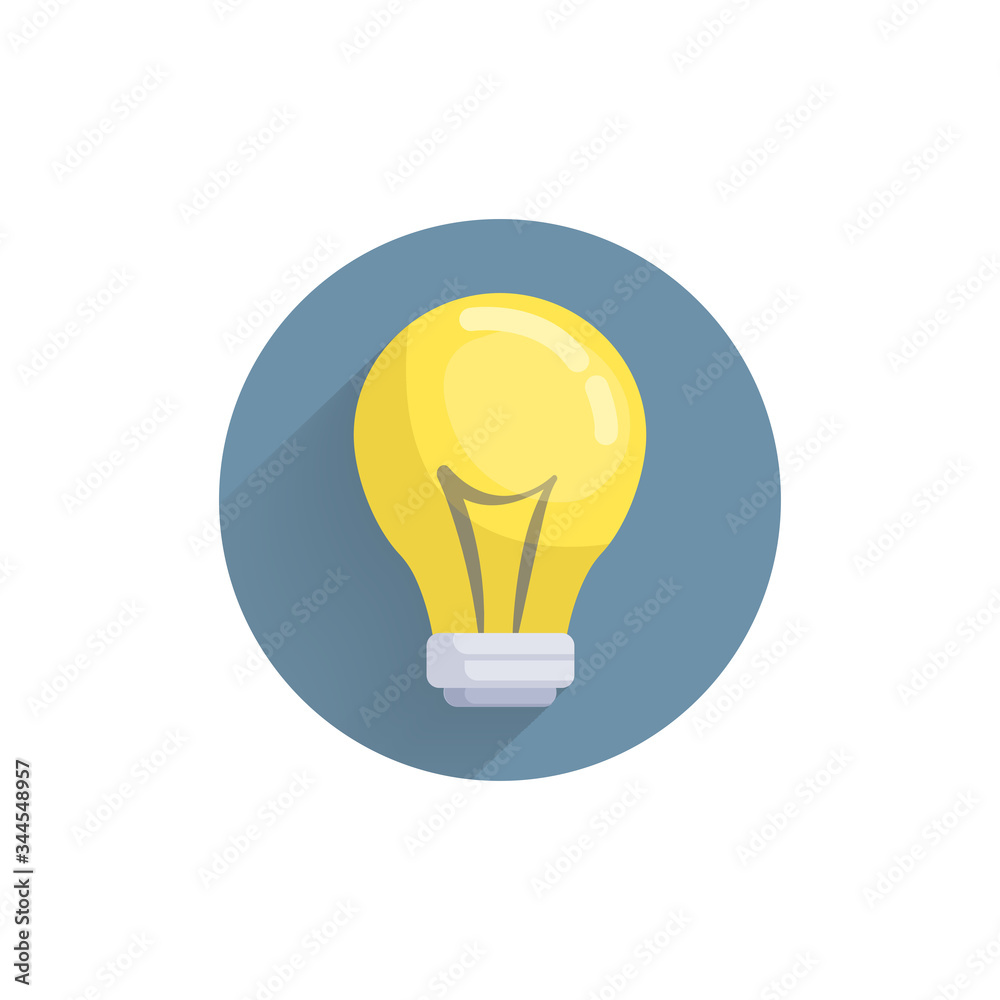 bulb colorful flat icon with long shadow. bulb flat icon