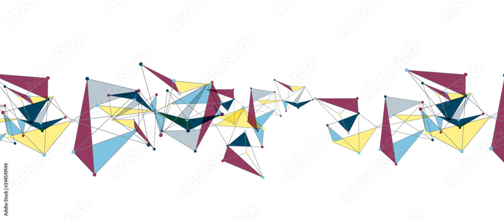 Fototapeta premium Line points connections, triangular technology design. Abstract geometric background