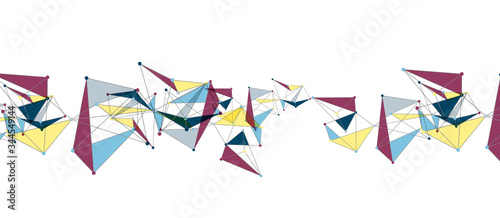 Line points connections, triangular technology design. Abstract geometric background