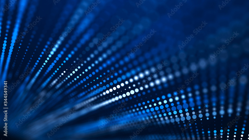 Wave of musical sounds. Big data digital code. Futuristic dots background. Technology or Science Banner. 3d Wave of musical sounds. Big data digital code. Futuristic dots background. Technology or Science Banner. 3d