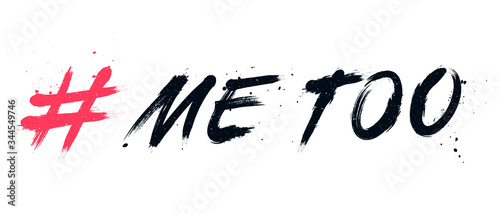 Vector Illustration Hand Drawn Hashtag Me Too With Splash Effects.
