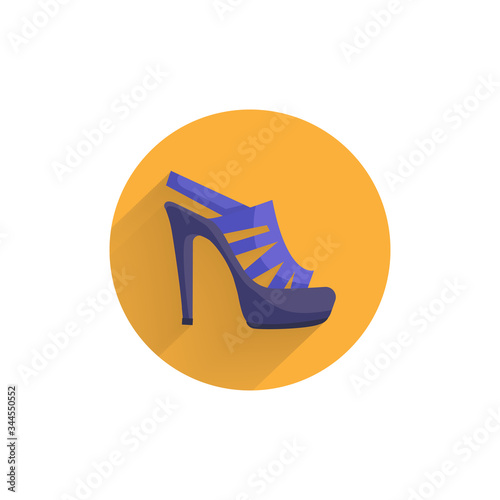 women's heeled sandals colorful flat icon with long shadow. heels flat icon