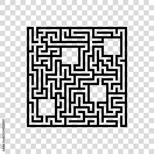 Abstact square labyrinth. Educational game for kids. Puzzle for children. Maze conundrum. Find the right path. Vector illustration.