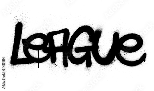 graffiti league word sprayed in black over white