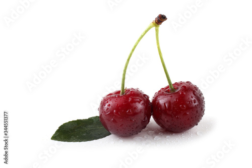 Cherries with leaf