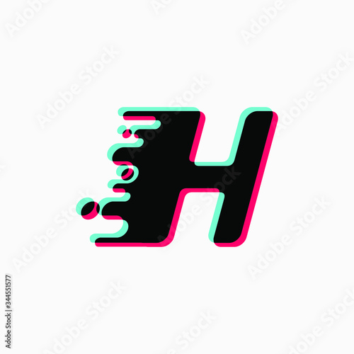 initial letter with glitch liquid effect. tiktok font.