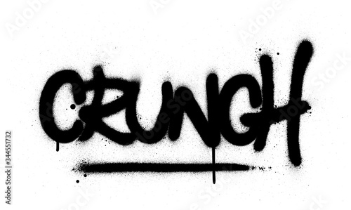 graffiti crunch word sprayed in black over white