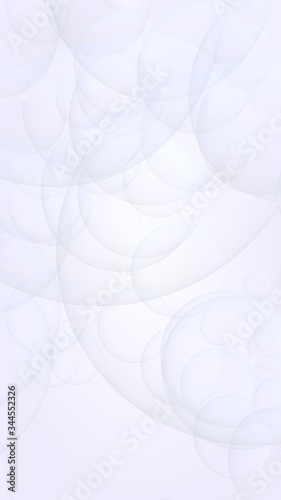 Abstract white background. Backdrop with light transparent bubbles. Vertical orientation. 3D illustration