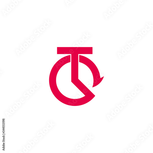 letter t circle clock watch arrow geometric symbol logo vector