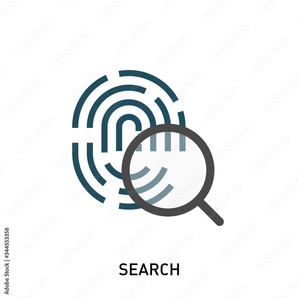 Magnifying glass over fingerprint. Fingerprint vector illustration in modern flat style. Design elements for mobile and web applications. Magnifying glass over fingerprint. Fingerprint vector illustration in modern flat style. Design elements for mobile and web applications.
