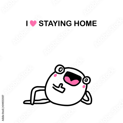 I love staying home hand drawn vector illustration in cartoon comic style man happy cheerful isolated