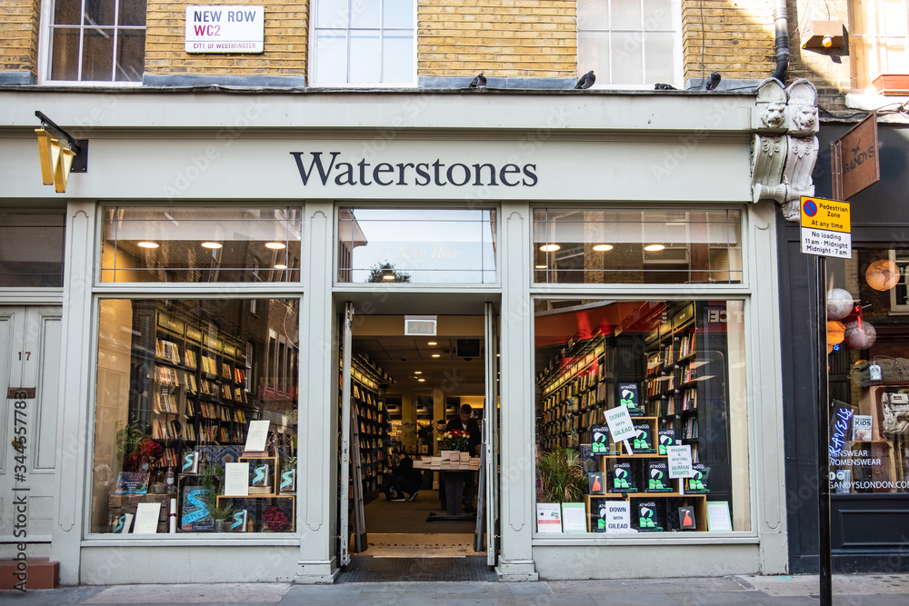 Waterstones, iconic British high street brand exterior logo