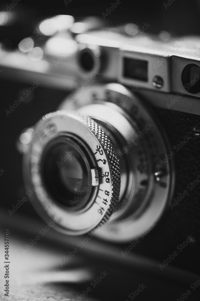Retro Photo Camera black and white close up