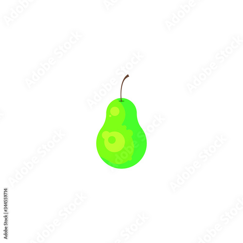 Green pear Vector illustration. Cut green pear, isolated on white background. 