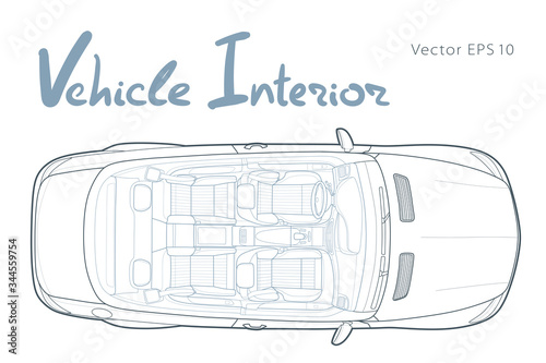Machine inside. Interior of the vehicle. Vector