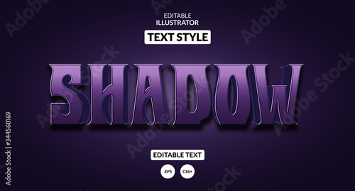 Shadow purple text effect, Editable text effect