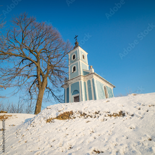 Small chapel in Hungary at winter photo