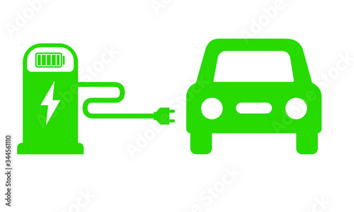 Electric Car charging station sign vector illustration clip of placard indicating location of E-car or e-auto chargers   