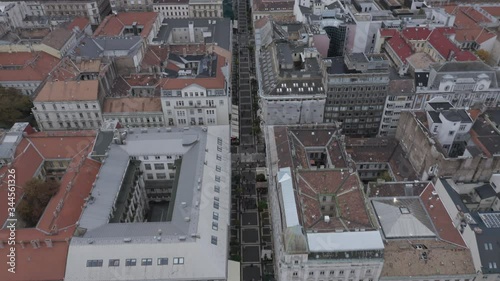 Cinematic 4k Prores 422 10bit drone footage of Budapest, Hungary, with overcast sky