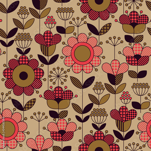 Folk style geometric laconic seamless pattern