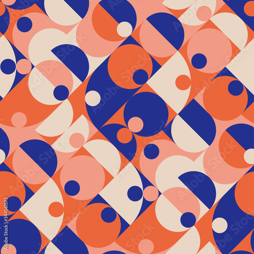 Modern neon blue and nude geometric pattern