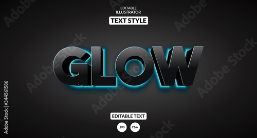 Glowing blue light background text effect. Editable text effect photo