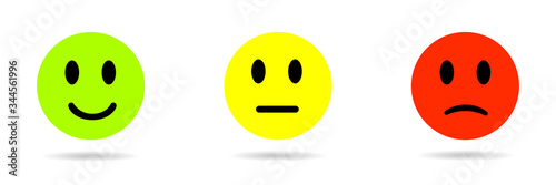Happy smiley, funny smile, sad emoticon and neutral, for sites and applications smiley icons. Smiley icon set. Vector illustration