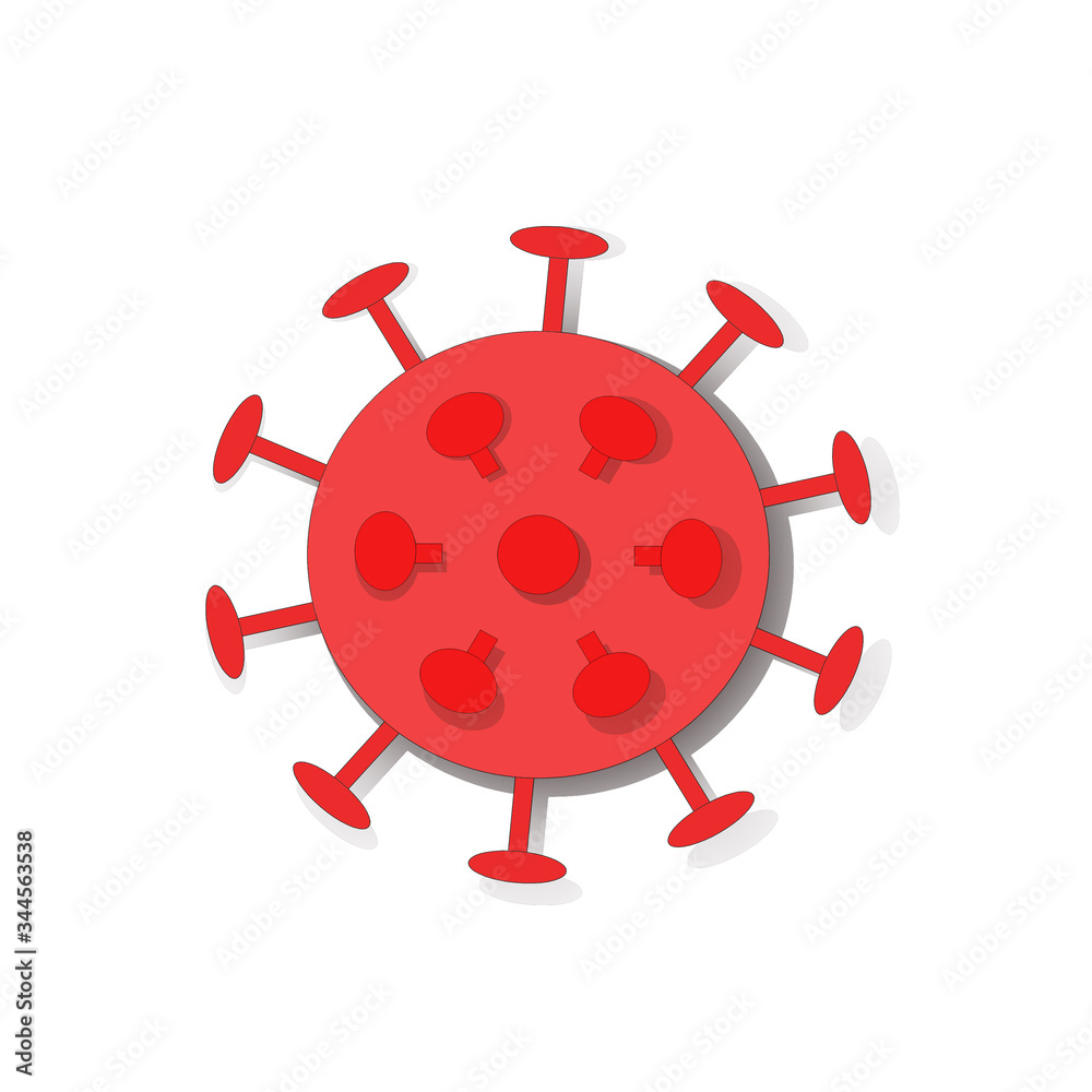 Red Coronavirus, covid-19 symbol graphic on a white background Red Coronavirus, covid-19 symbol graphic on a white background