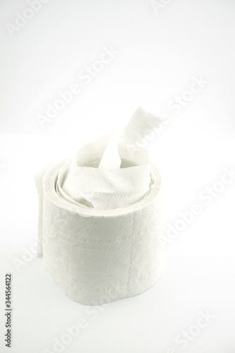 toilet paper roll on white background