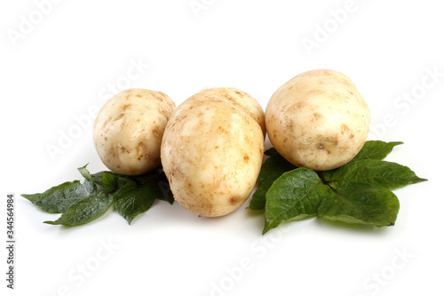 White potatoes and leaves