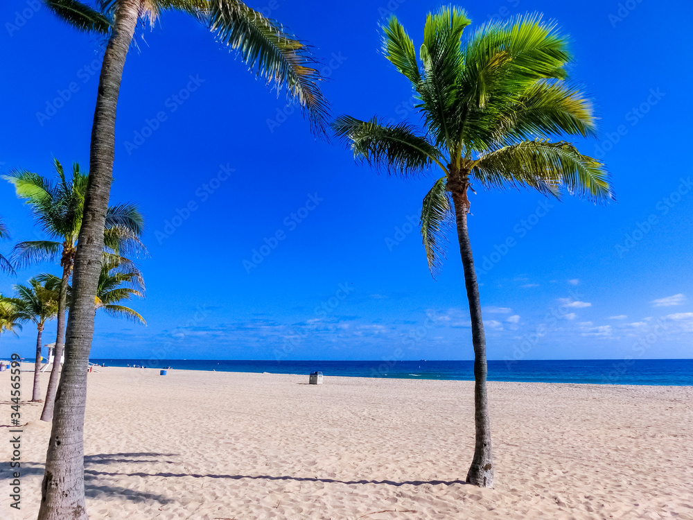 Obraz premium Fort Lauderdale beach with the distinctive wall in the foreground.