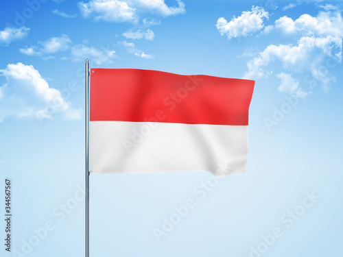 Free Download Indonesia flag waving sky background 3D illustration - GFXLoad