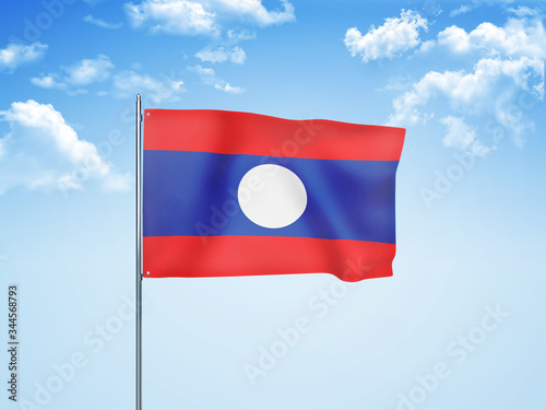 Laos flag waving sky background 3D illustration Free Download Laos flag waving sky background 3D illustration - GFXLoad