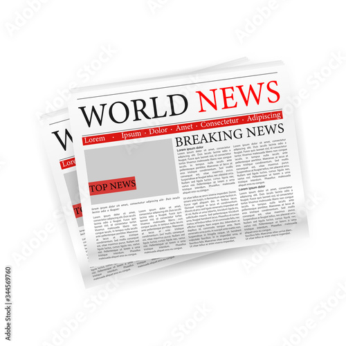 Newspaper, great design for any purposes. Vector editorial print layout. Newspaper template. Daily press empty paper journal vector mockup.