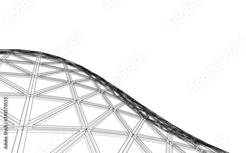 Glass structure, modern architecture concept 3d