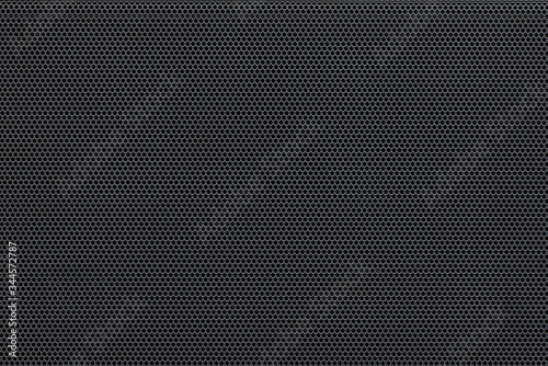 Metal mesh background pattern. Closeup of audio speaker protection perforated plate