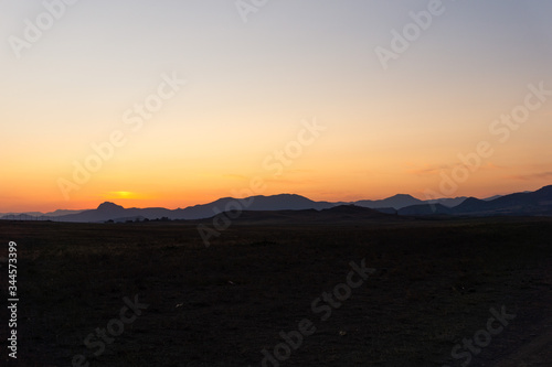 sunset in the mountains of Crimea