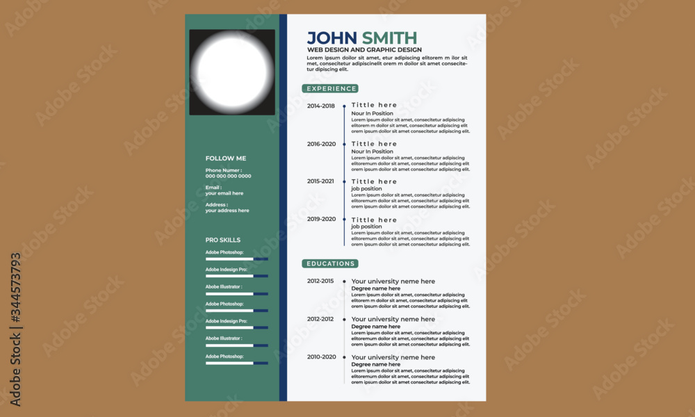Professional cv resume template Stock Vector | Adobe Stock