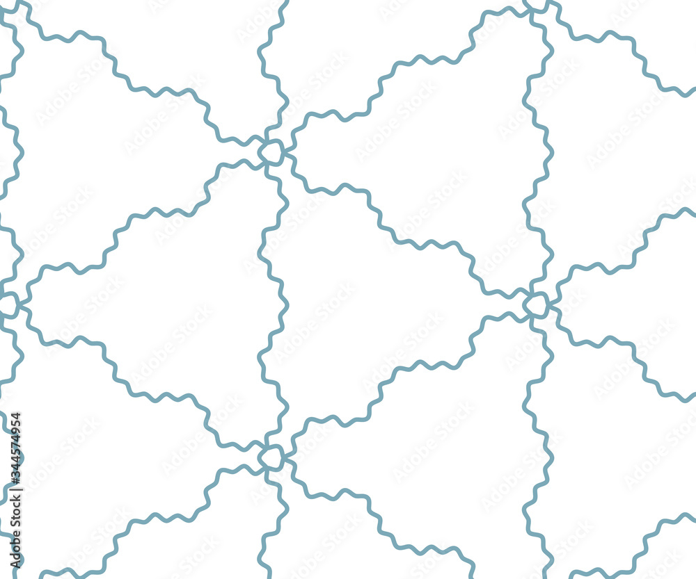 Obraz premium Repeating wavy line vector pattern, blue line