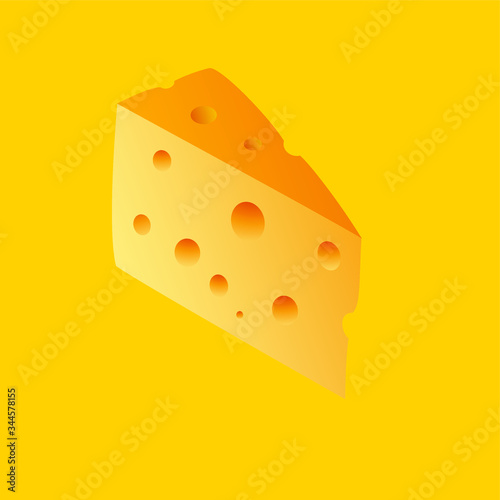 
Fresh yellow noble cheese on a yellow background