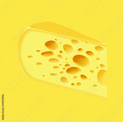 
Fresh yellow noble cheese on a yellow background