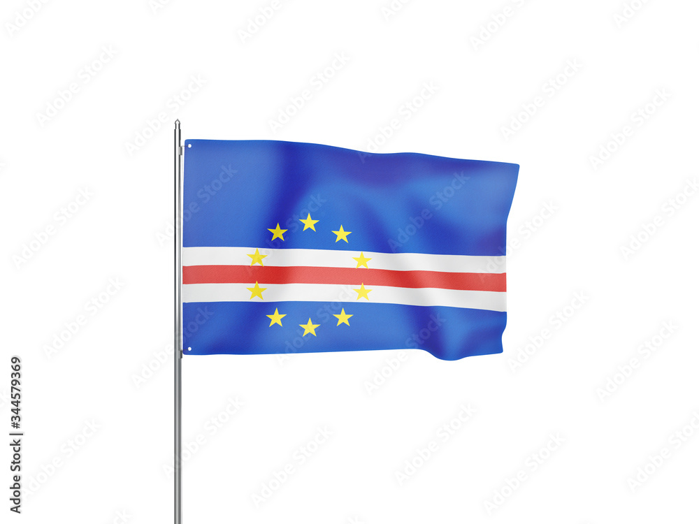 Fototapeta premium Cabo Verde flag waving white background 3D illustration