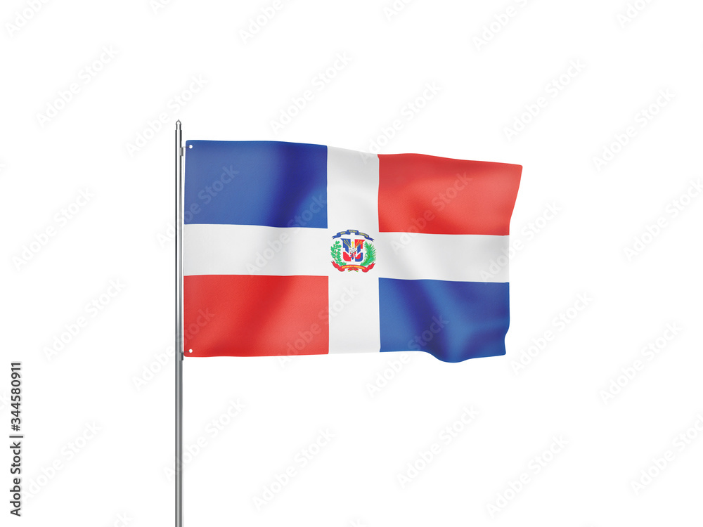 Dominican Republic flag waving white background 3D illustration