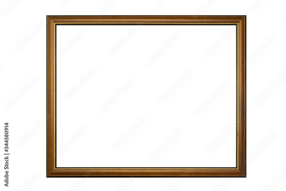 modern photo frame with golden border isolated on white background modern photo frame with golden border isolated on white background