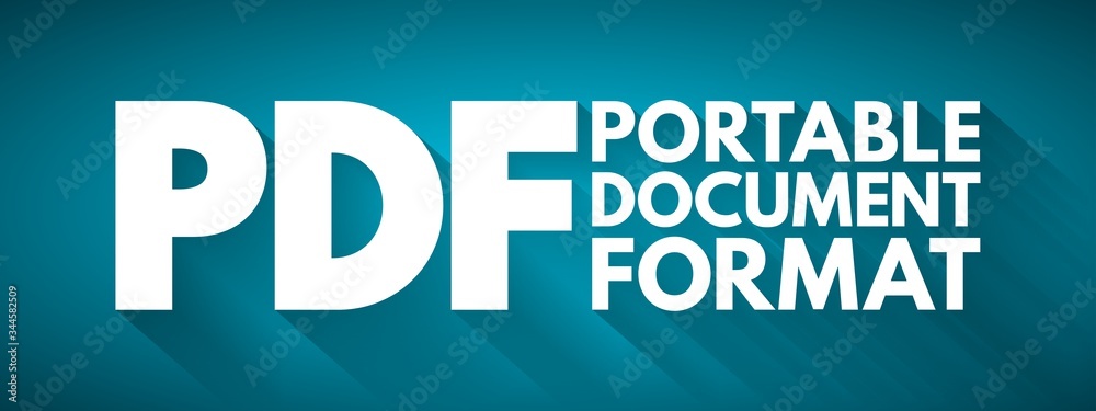 PDF - Portable Document Format acronym, technology concept background PDF - Portable Document Format acronym, technology concept background