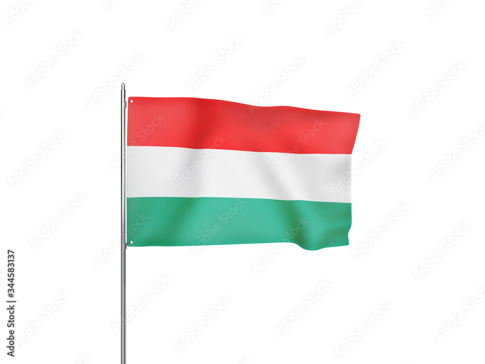 Hungary flag waving white background 3D illustration Hungary flag waving white background 3D illustration